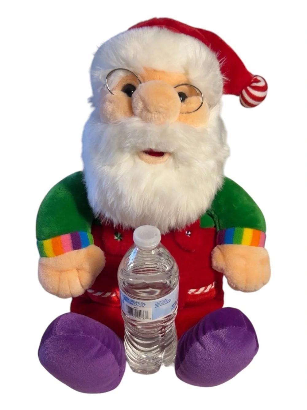 Vtg 90’s Sugar Plum Junction Santa Plush Rainbow Cuffs Purple Feet 19.5” Large